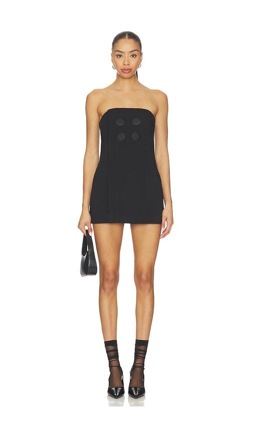 niihai wrap button up dress in black.