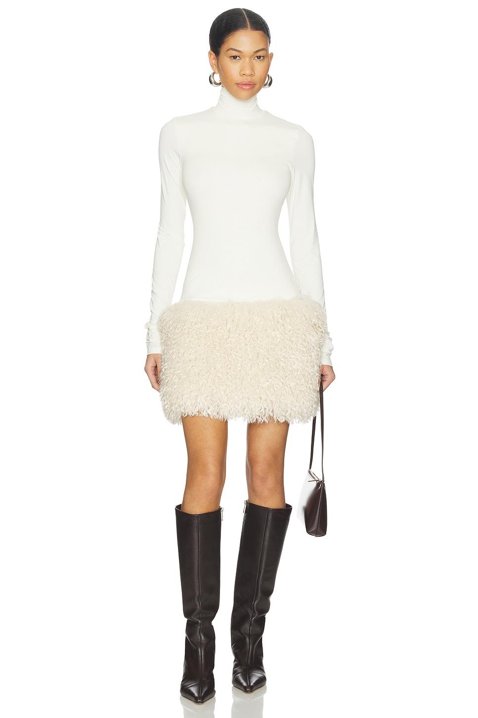 nika faux fur mini dress