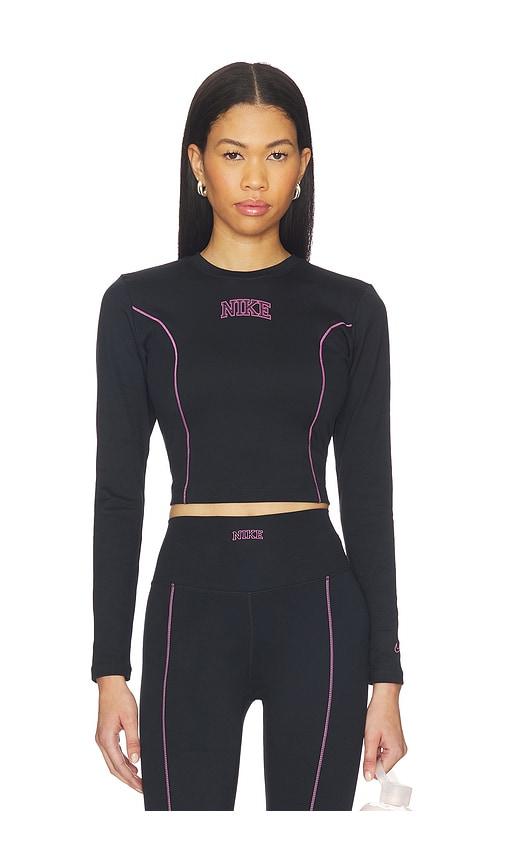 nike dri fit long sleeve top in black.