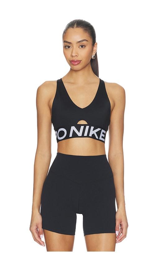 nike medium support padded sports bra in black.