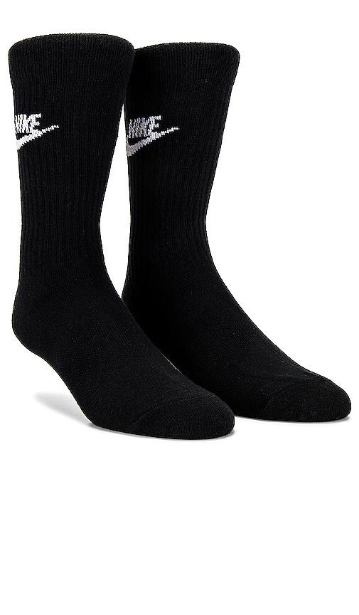 nike nk 3 pack nsw everyday essential crew socks in black.