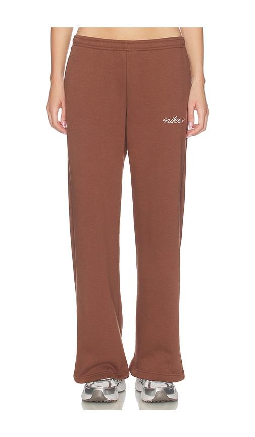 nike novelty fleece straight leg pant in brown.