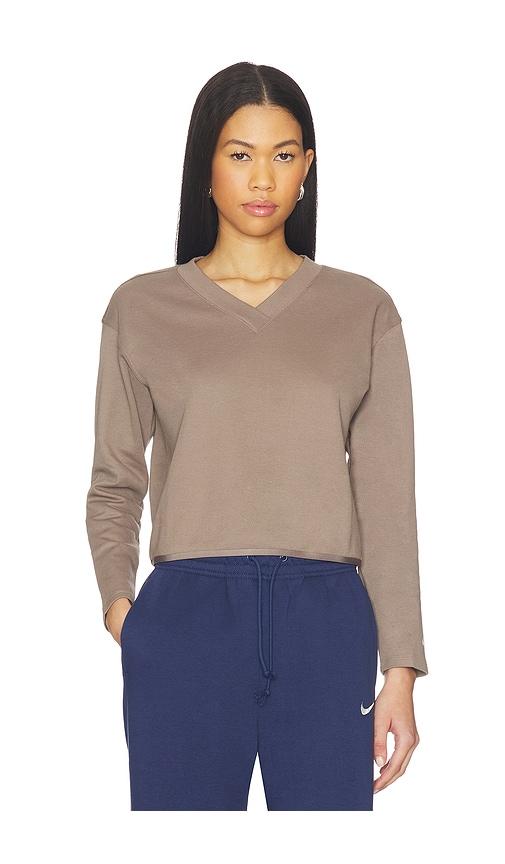 nike v neck long sleeve golf top in brown.