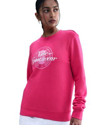 nike womens sportswear club fleece graphic crewneck sweatshirt