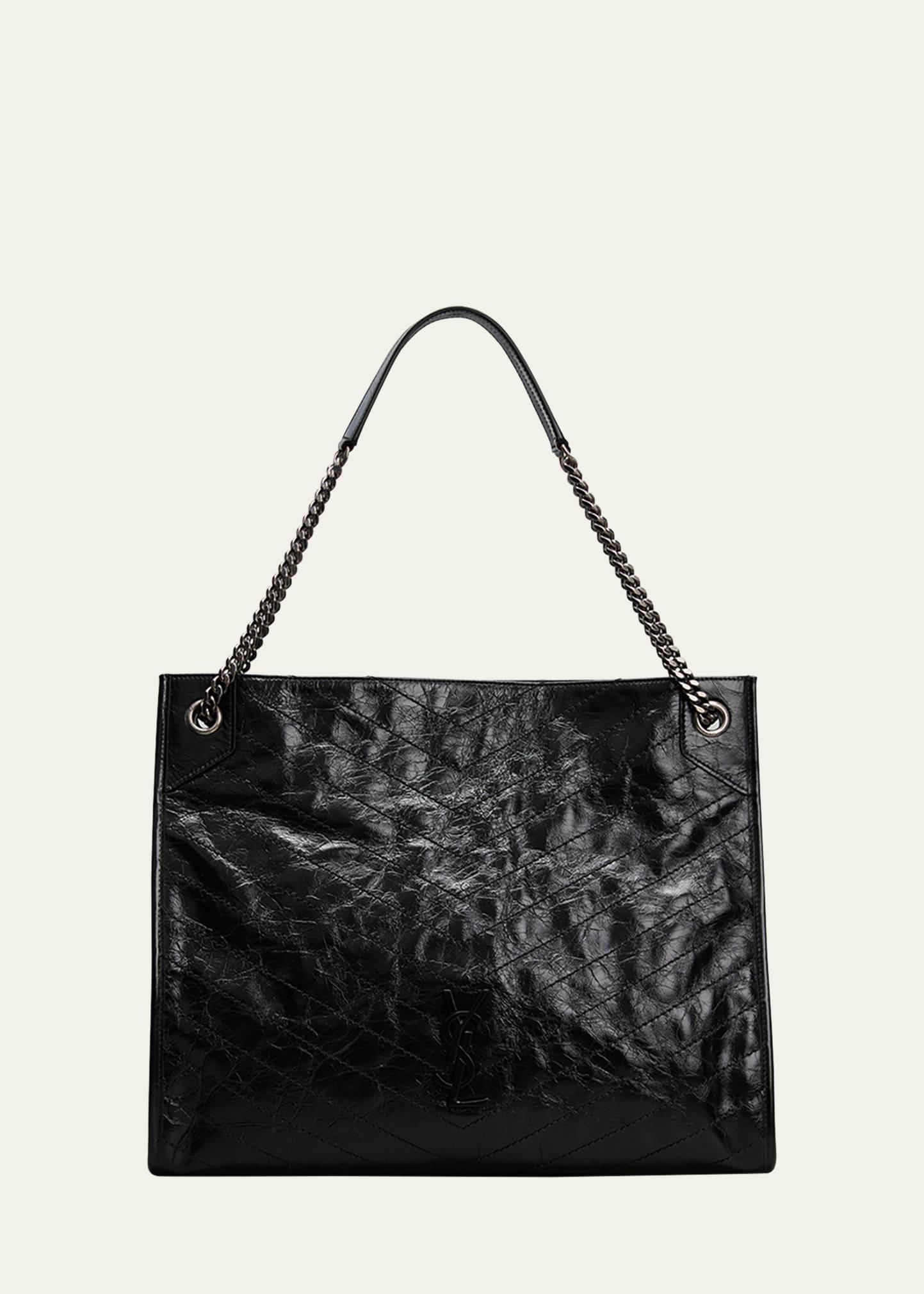 niki medium ysl shopper tote bag in crinkled leather