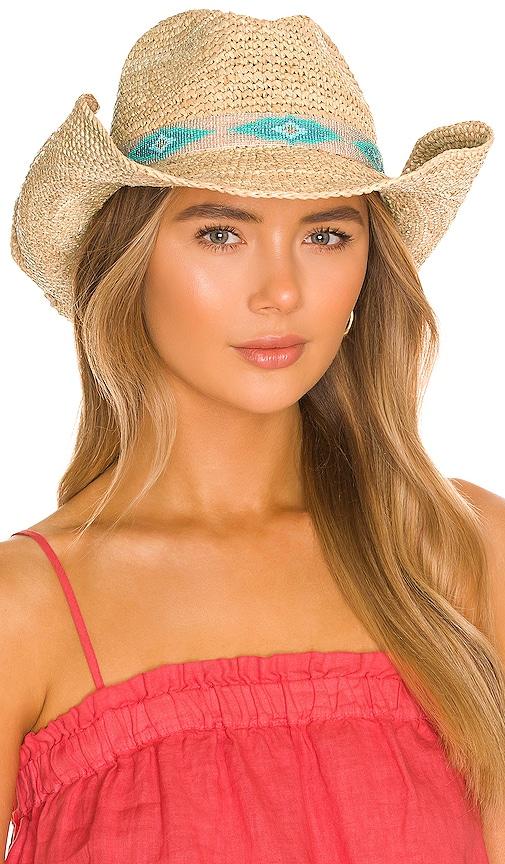 nikki beach blue jaye hat in tan.