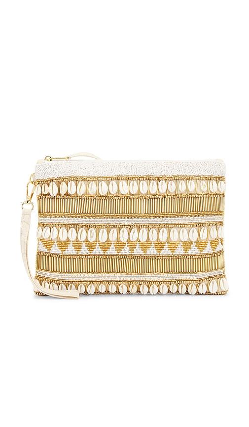 nikki beach la plage bag in metallic gold.