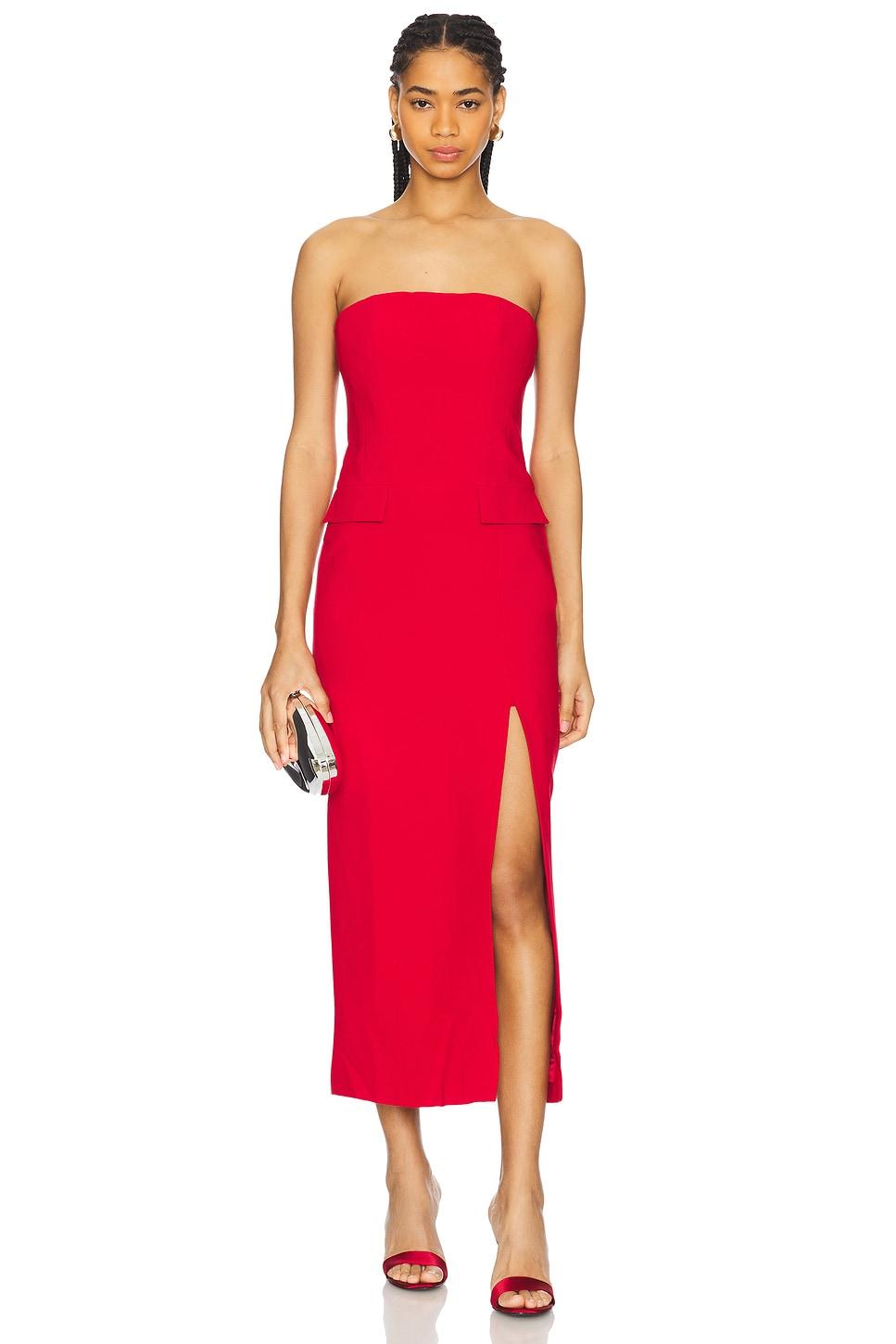 nikki strapless midi dress