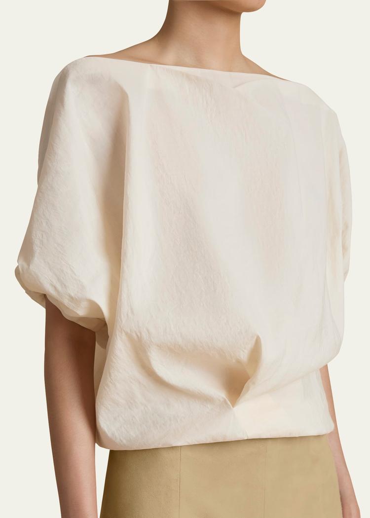 niles cap-sleeve crop silk top