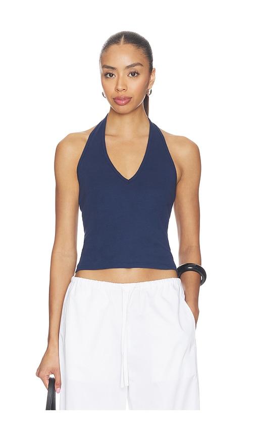 nili lotan britt halter top in navy.