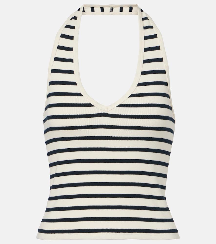 nili lotan britt striped halterneck cotton top