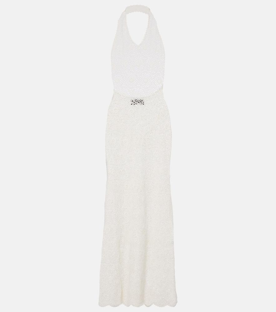 nili lotan eddie crochet halterneck cotton maxi dress