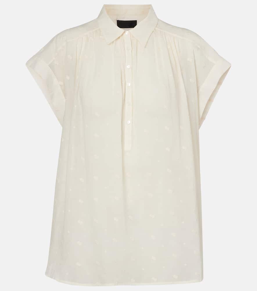 nili lotan embroidered cotton blouse