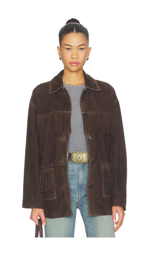 nili lotan foudre fringes suede jacket in brown.