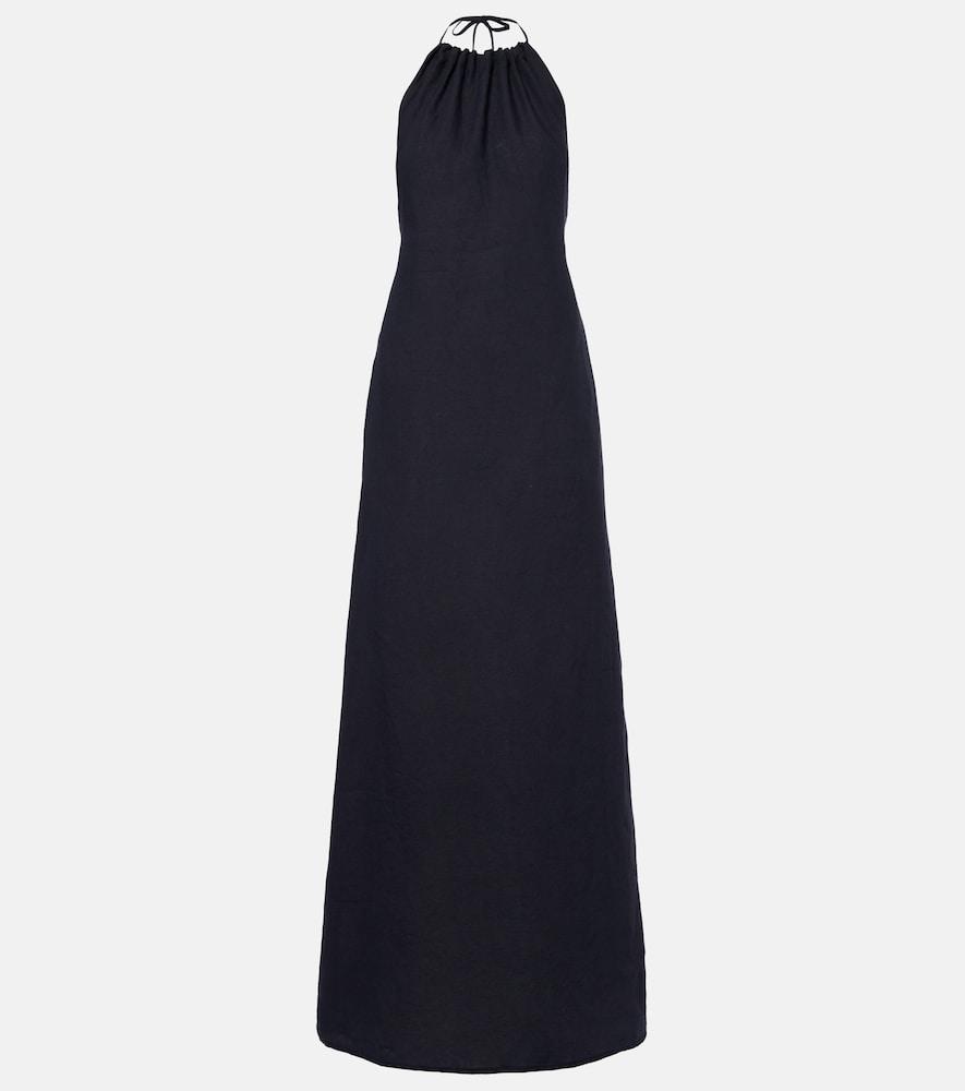 nili lotan lelia halterneck linen maxi dress