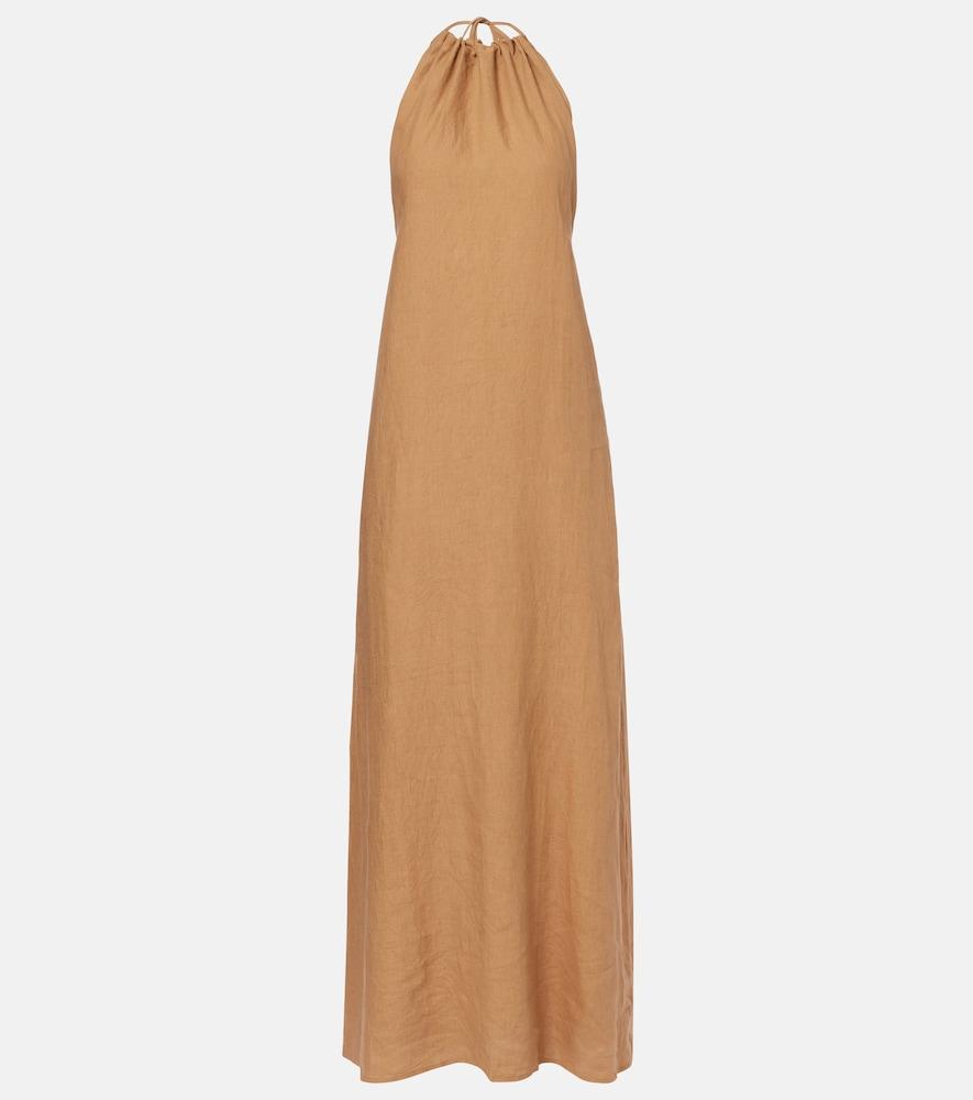 nili lotan lelia halterneck linen maxi dress