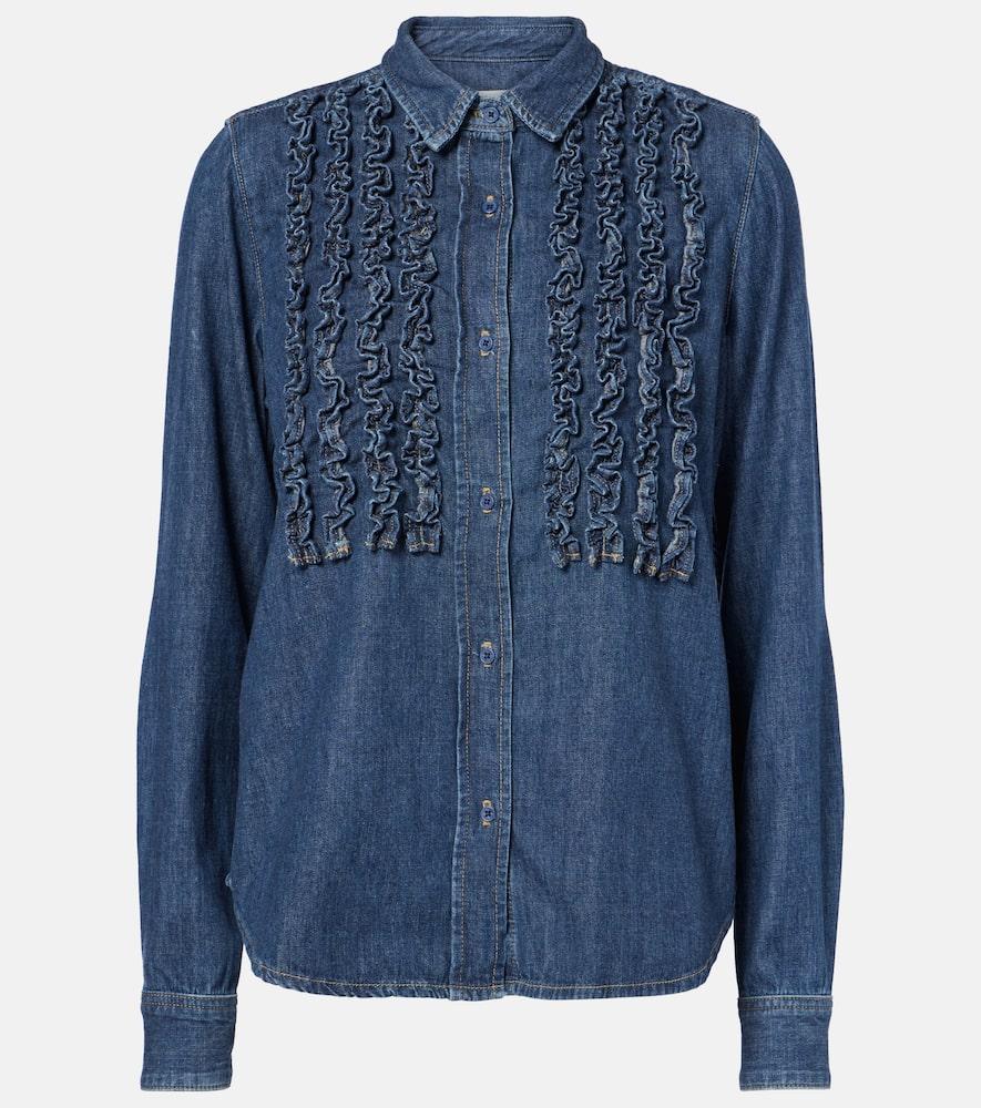 nili lotan lexa ruffled denim shirt