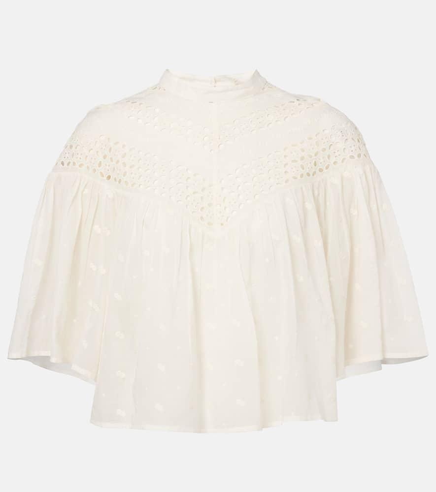 nili lotan mikki embroidered cotton voile top