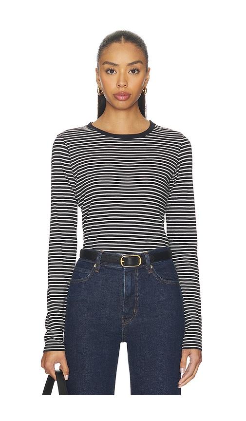 nili lotan simone tee in black,white.