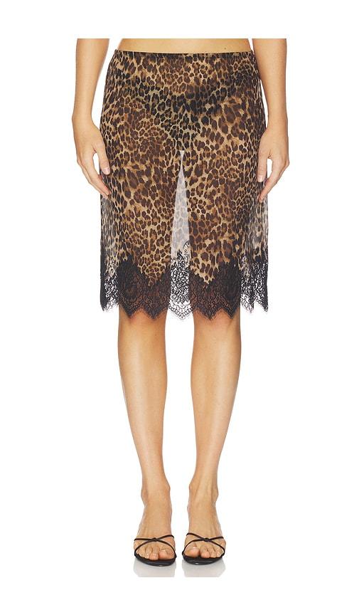 nili lotan thea lace skirt in brown.
