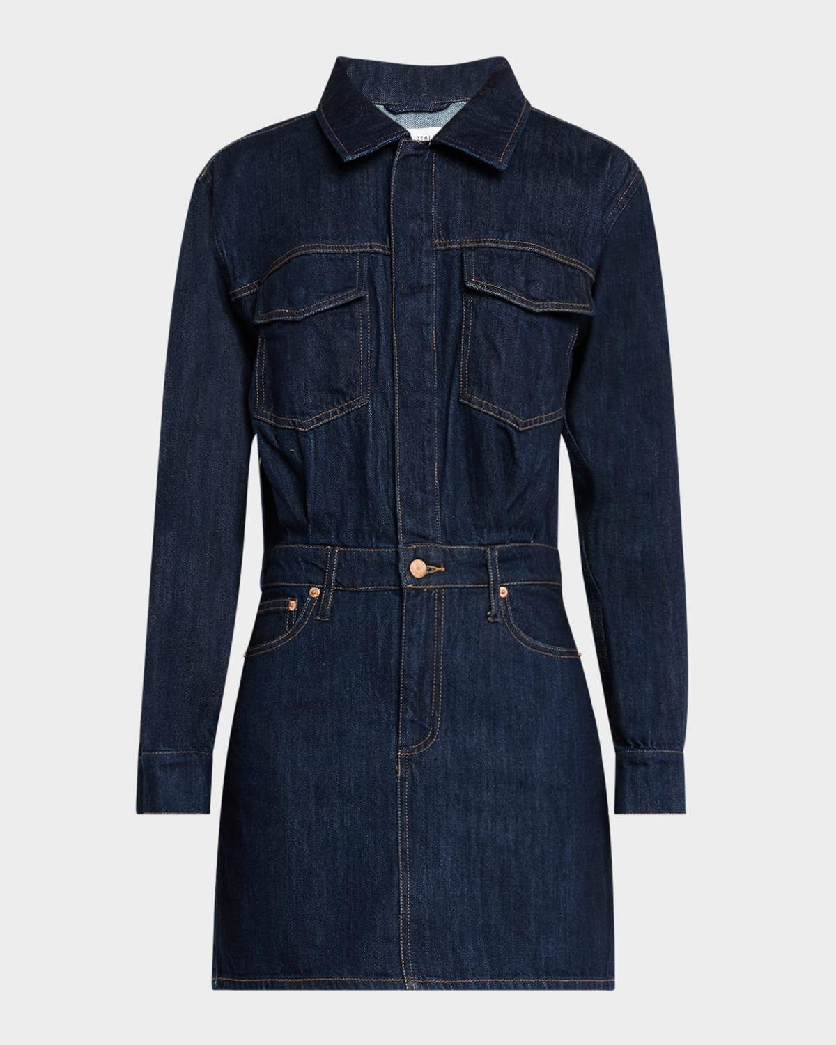 nina long-sleeve denim shirtdress