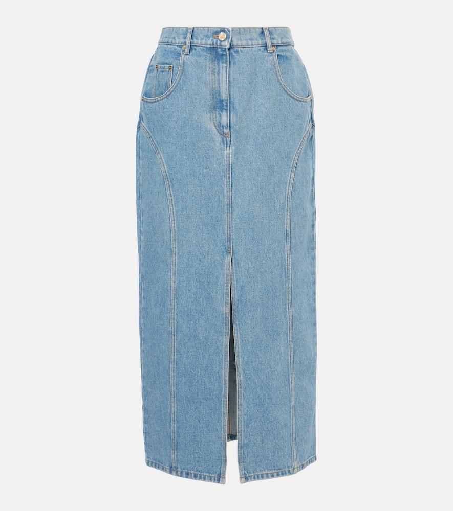 nina ricci denim midi skirt