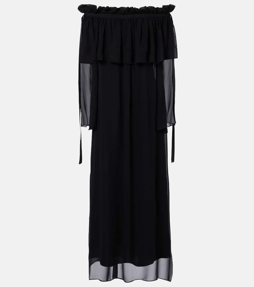 nina ricci gathered sheer silk maxi dress