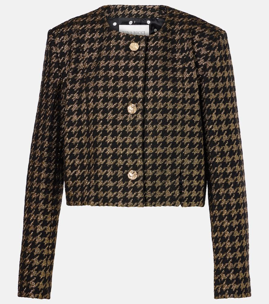nina ricci houndstooth lamé tweed jacket