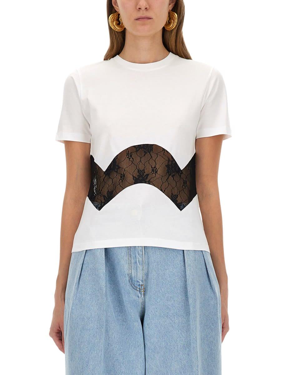 nina ricci jersey t-shirt with lace insert
