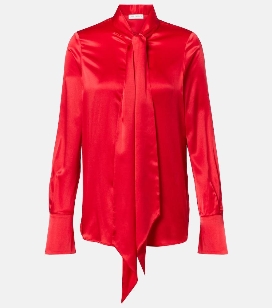nina ricci lavalliere silk crêpe de chine shirt