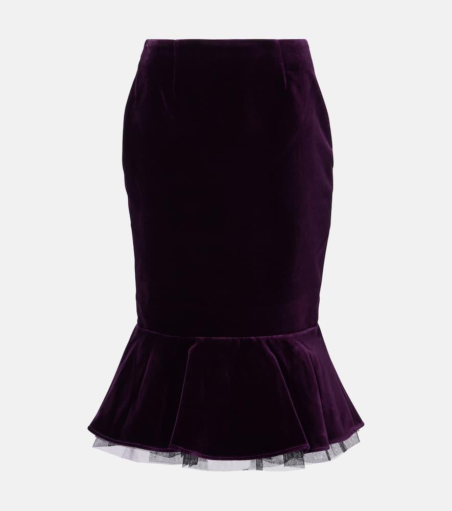 nina ricci peplum cotton velvet midi skirt