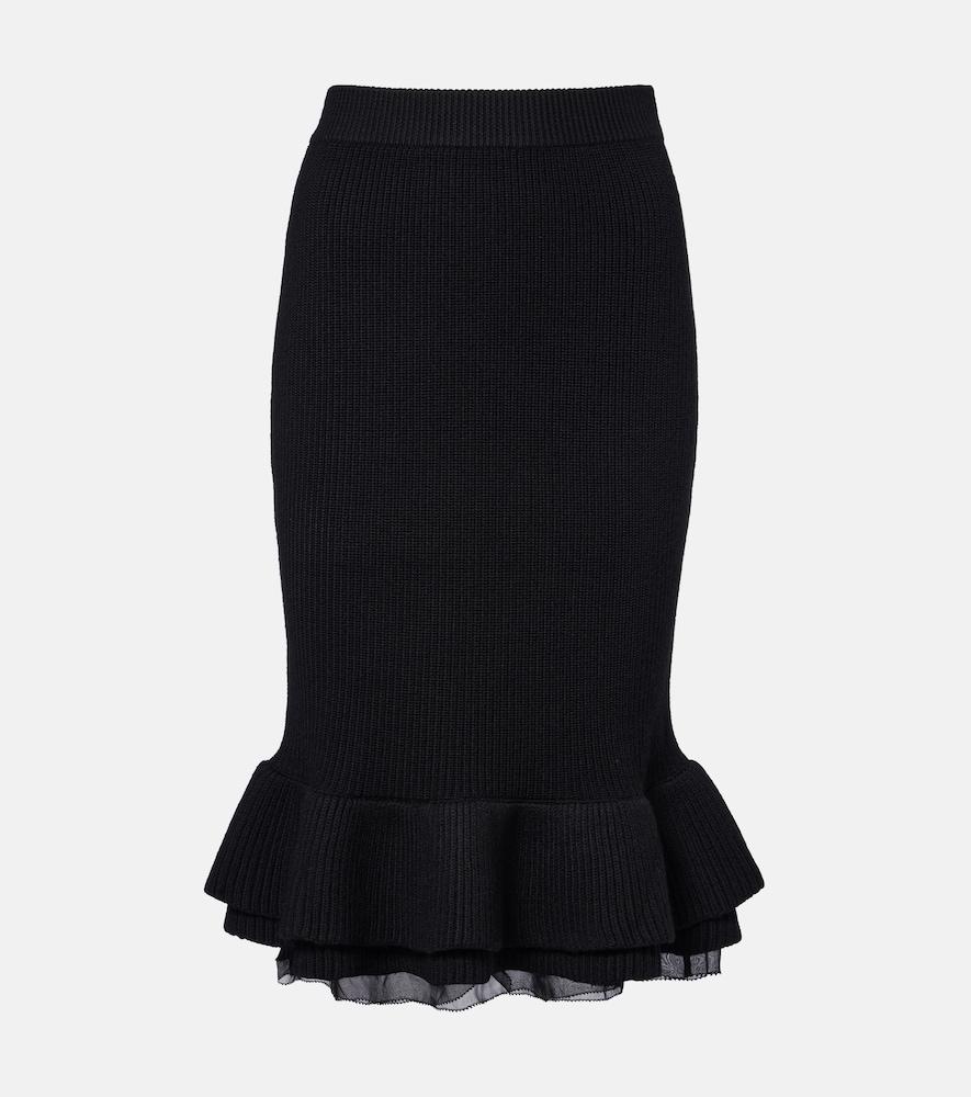 nina ricci peplum wool-blend midi skirt