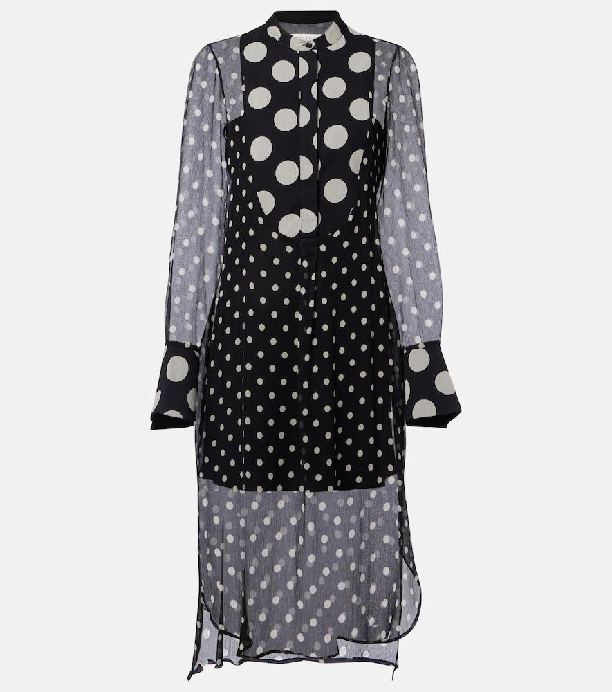 nina ricci polka-dot semi-sheer silk midi dress
