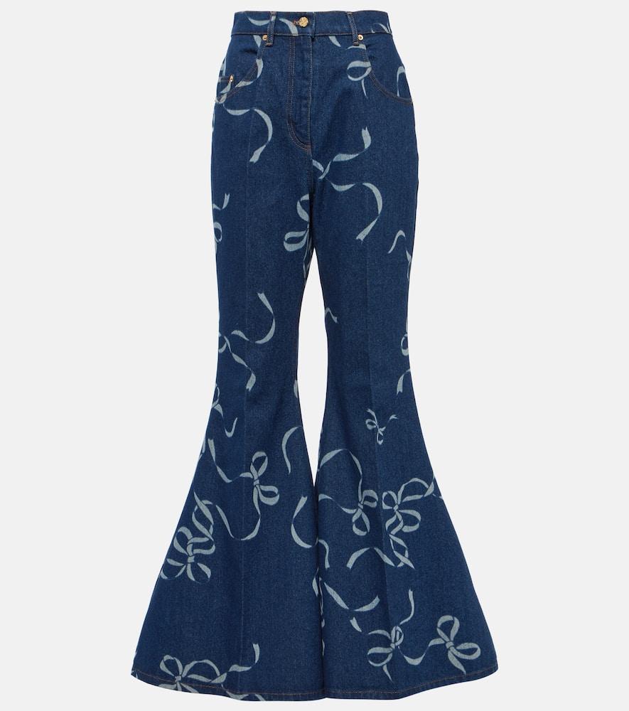 nina ricci printed flared jeans