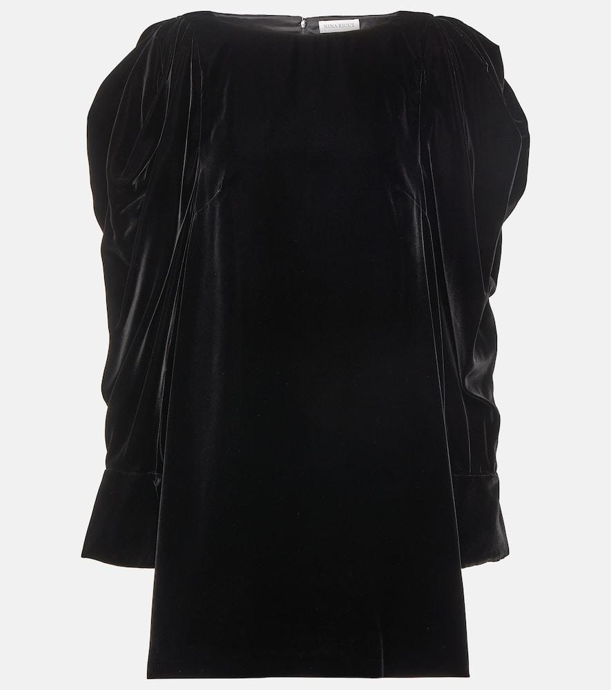 nina ricci puff-sleeve velvet minidress