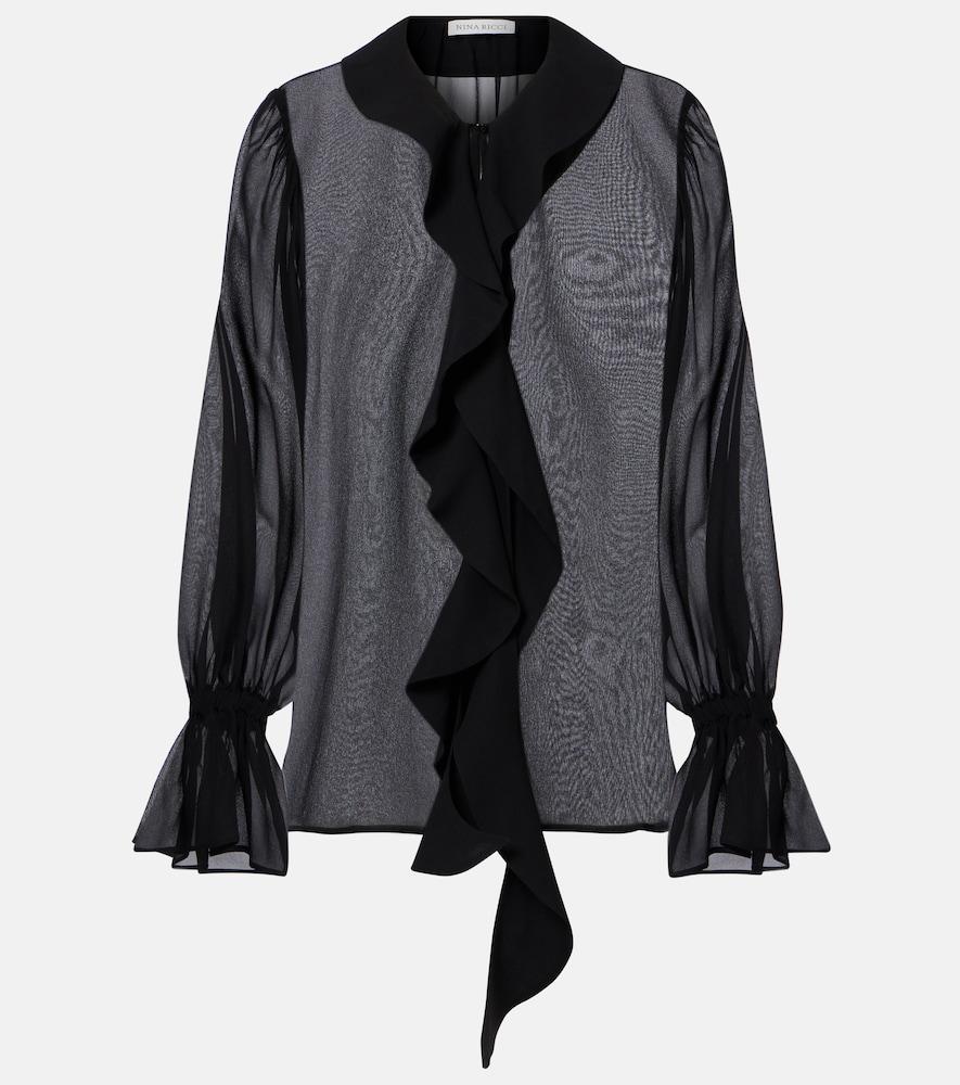nina ricci ruffled sheer silk blouse
