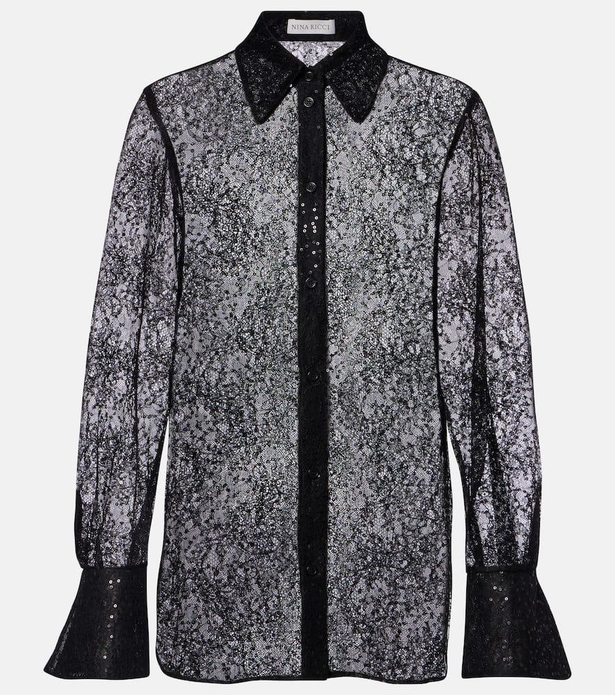 nina ricci sequined lace shirt