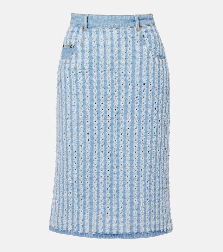 nina ricci striped denim pencil skirt