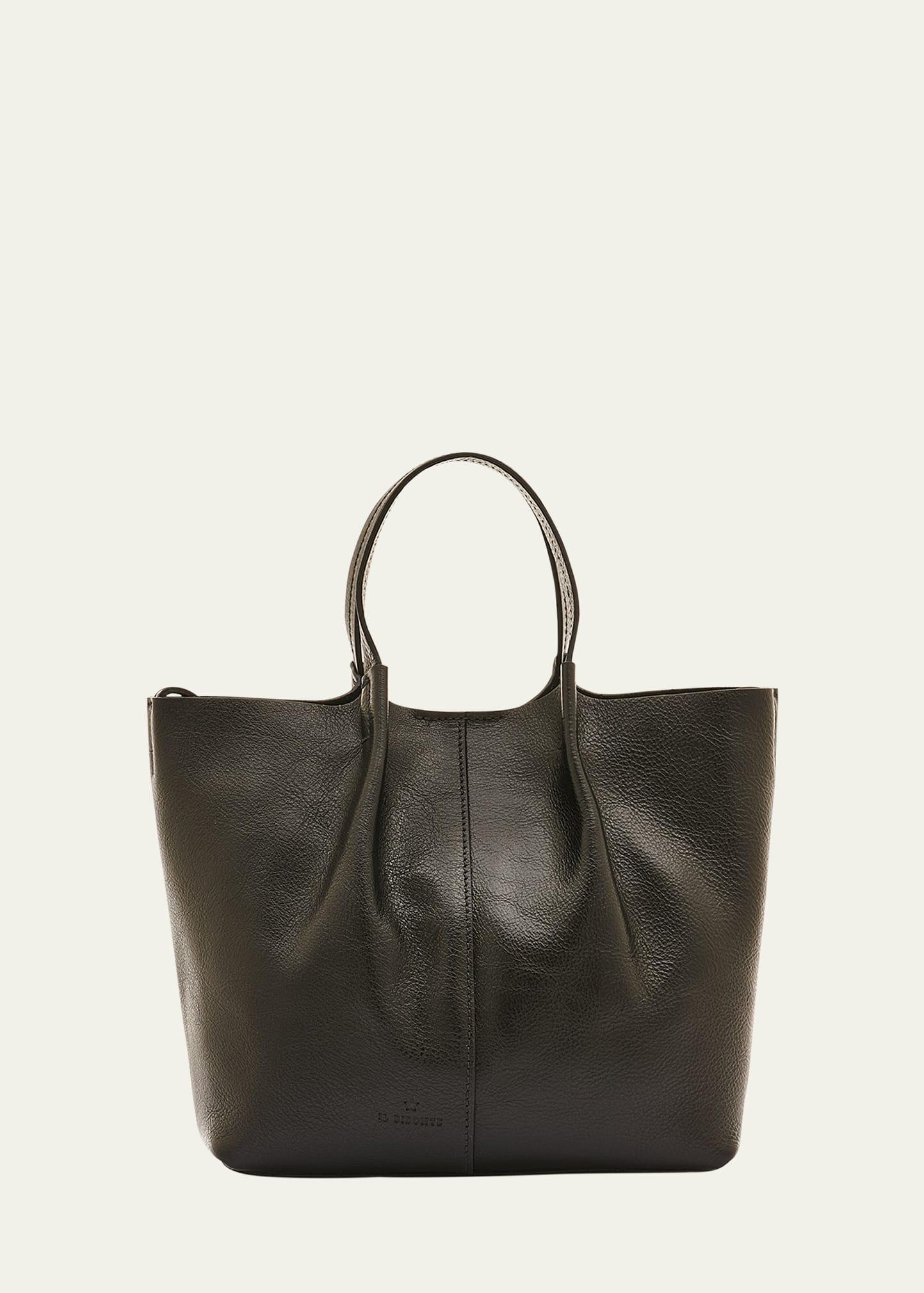 nina small pleated leather tote bag