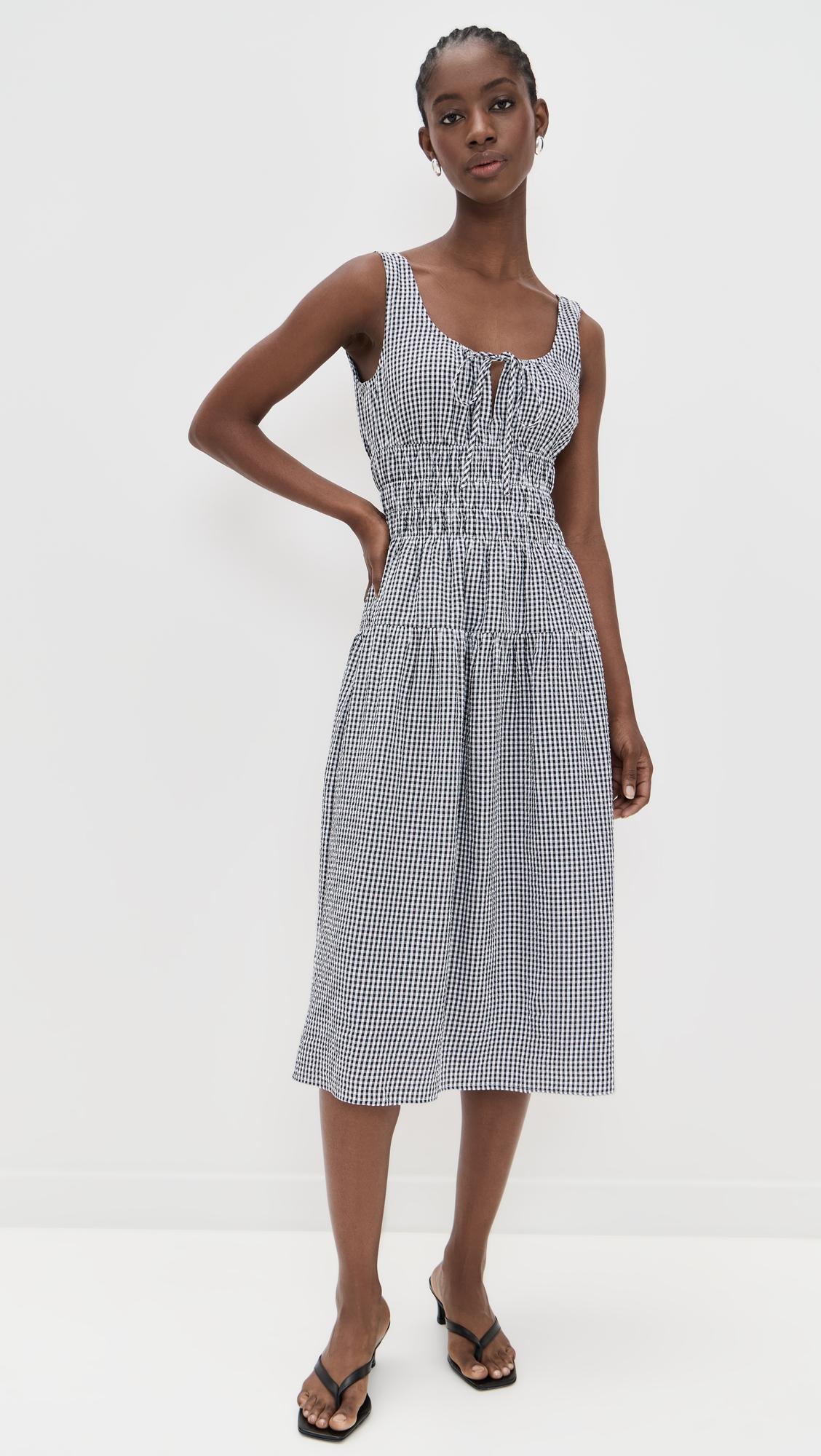 nina smocked midi dress
