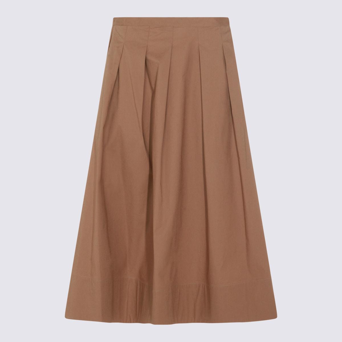 nine in the morning beige cotton midi skirt