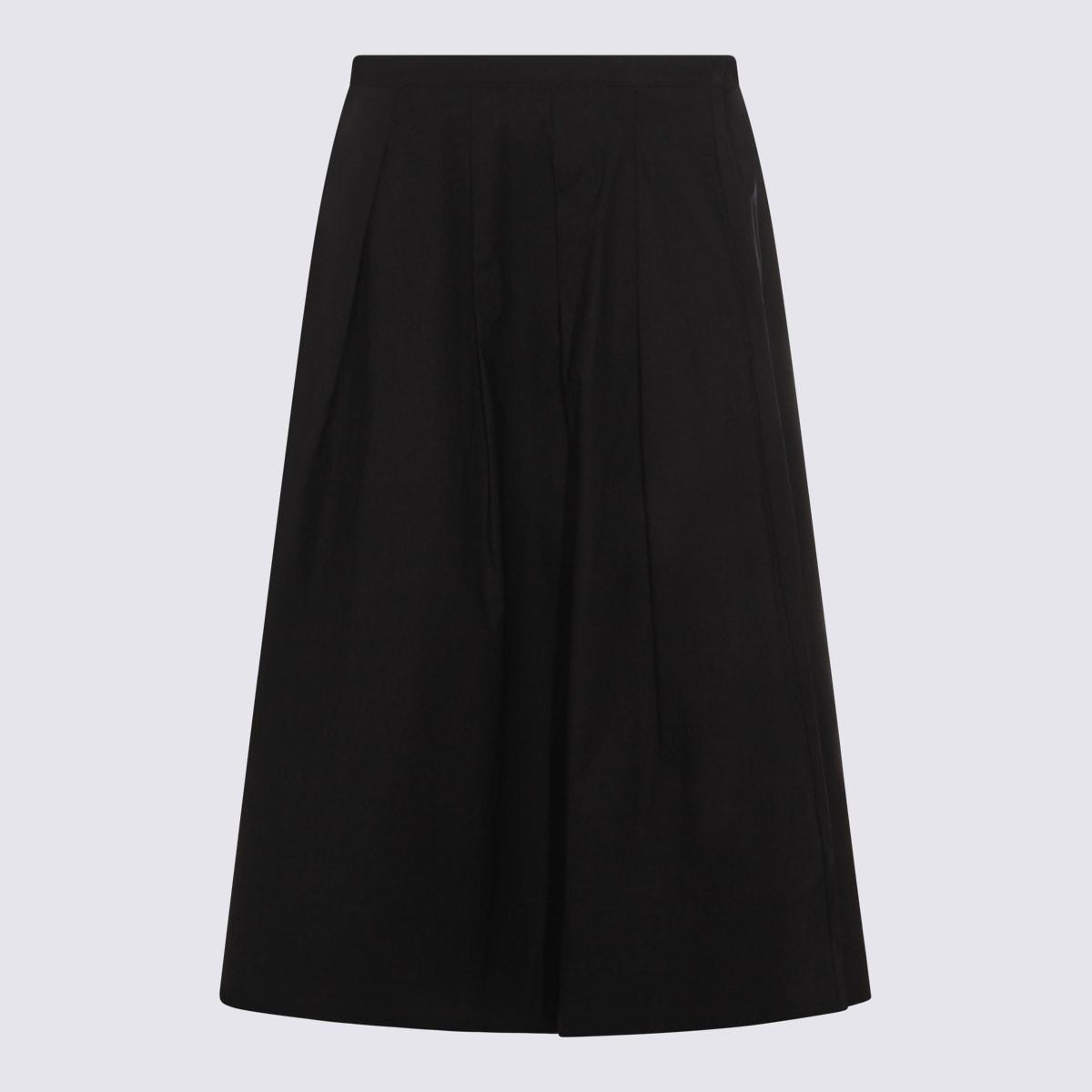 nine in the morning black cotton midi skirt