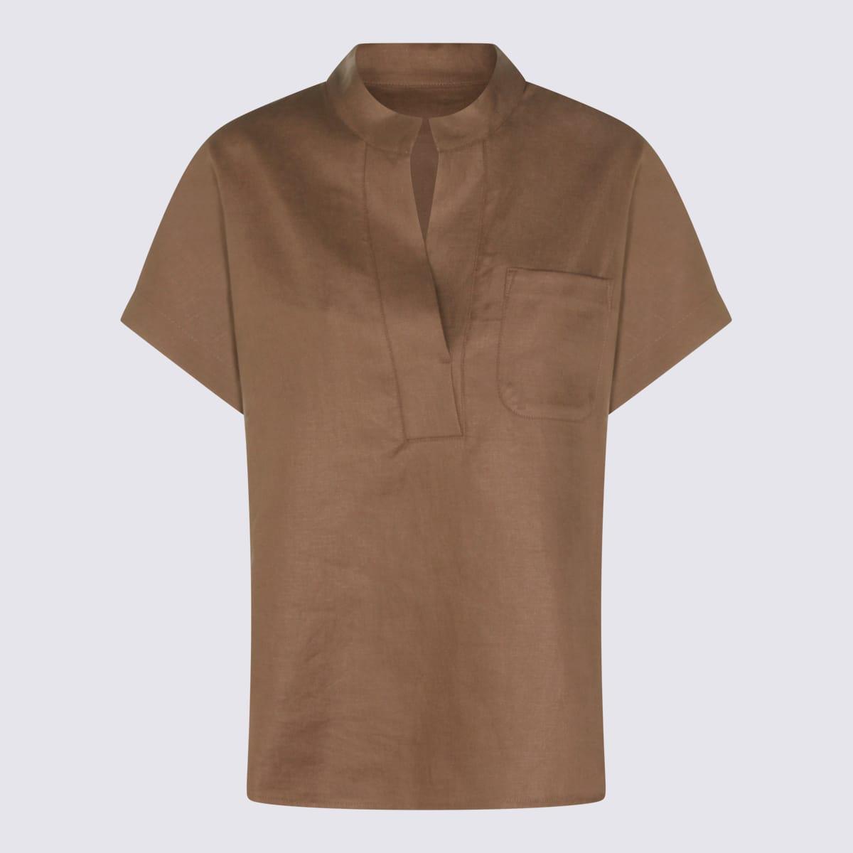 nine in the morning brown linen top