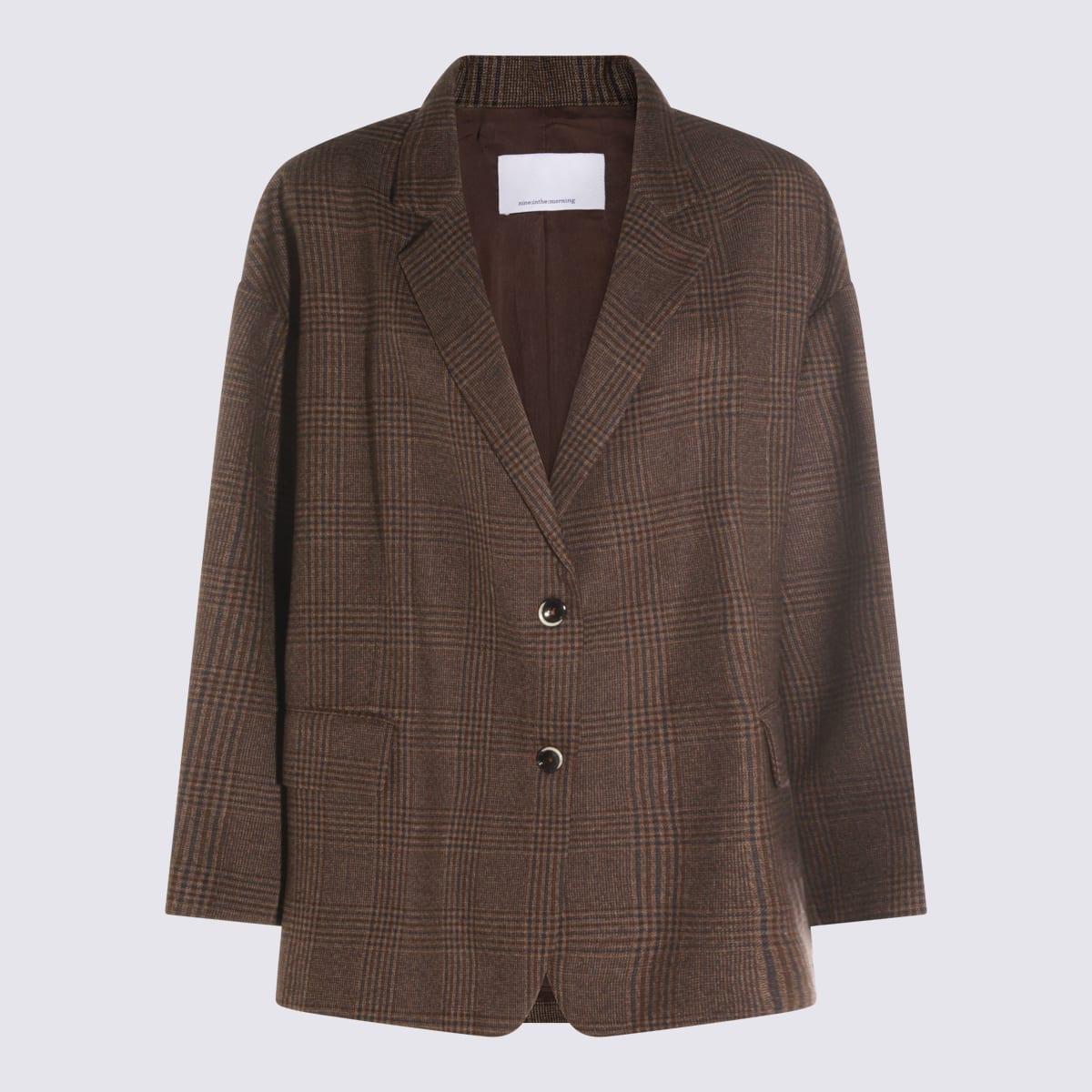 nine in the morning brown wool blazer