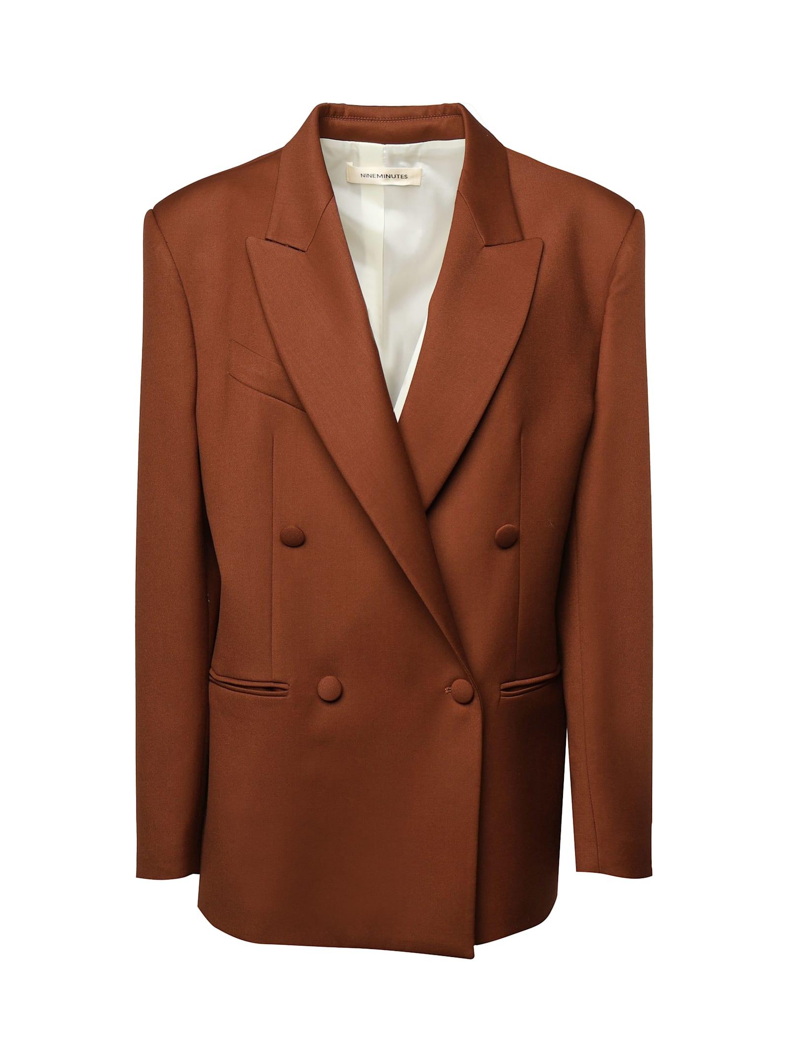 nineminutes oversized double-breasted vicuna blazer