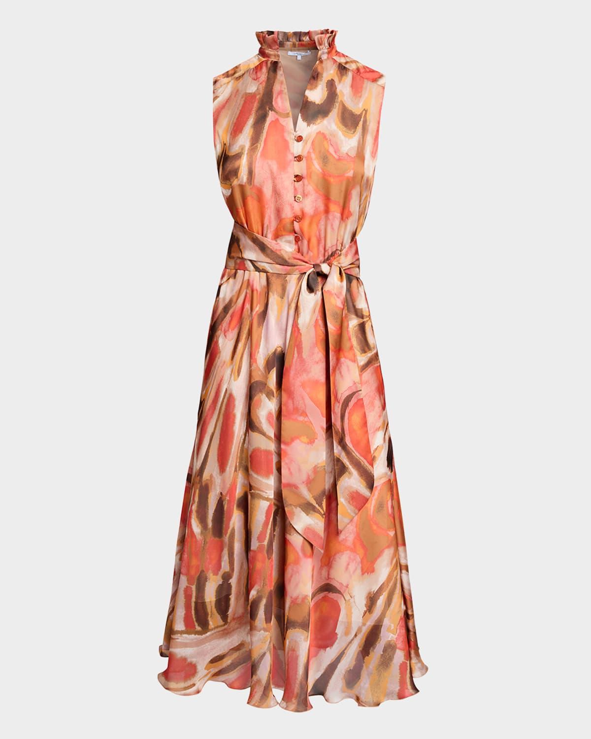 nirva abstract-print georgette midi dress