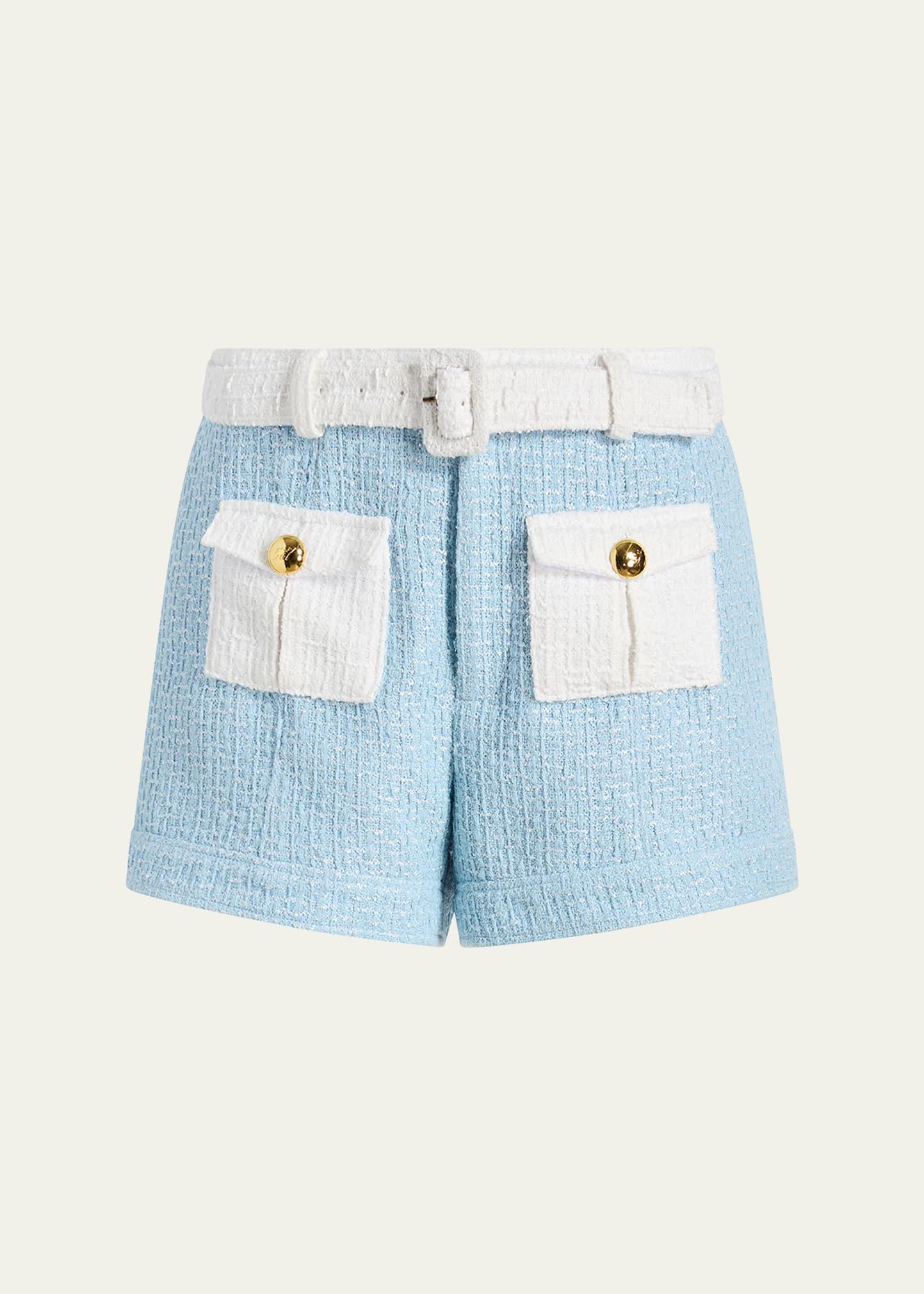nissy belted tweed shorts