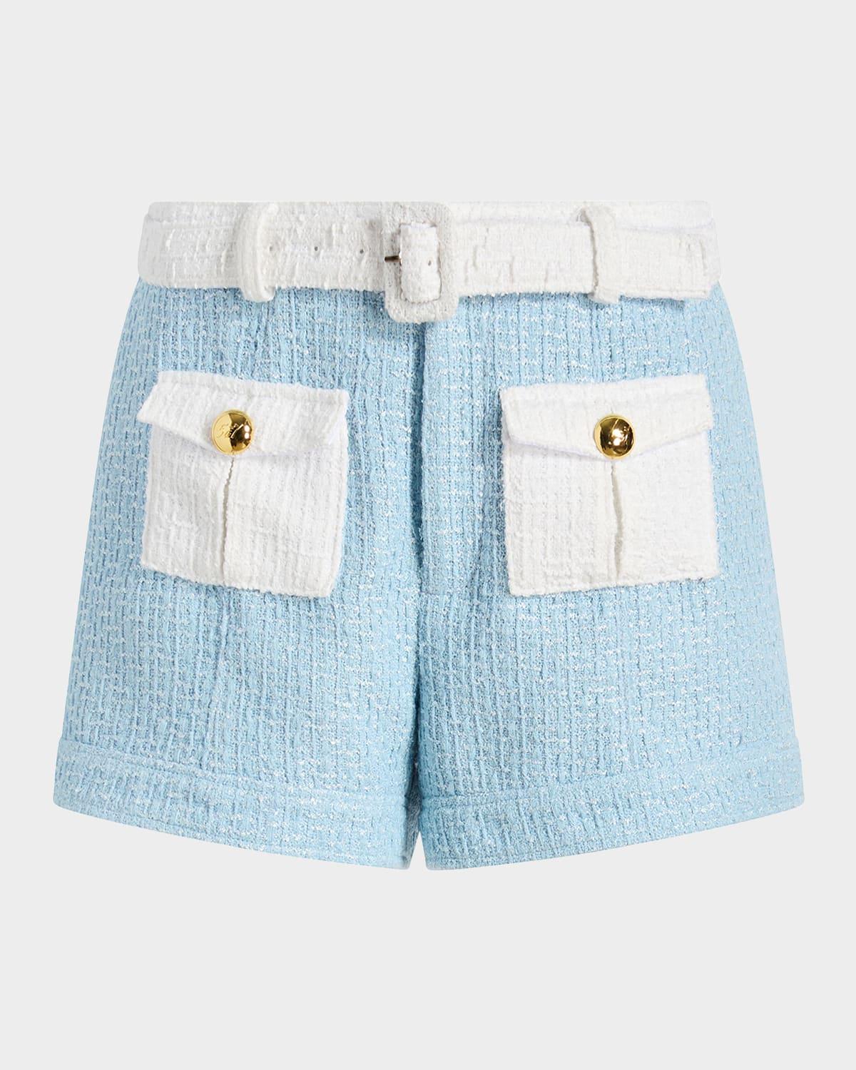 nissy belted tweed shorts
