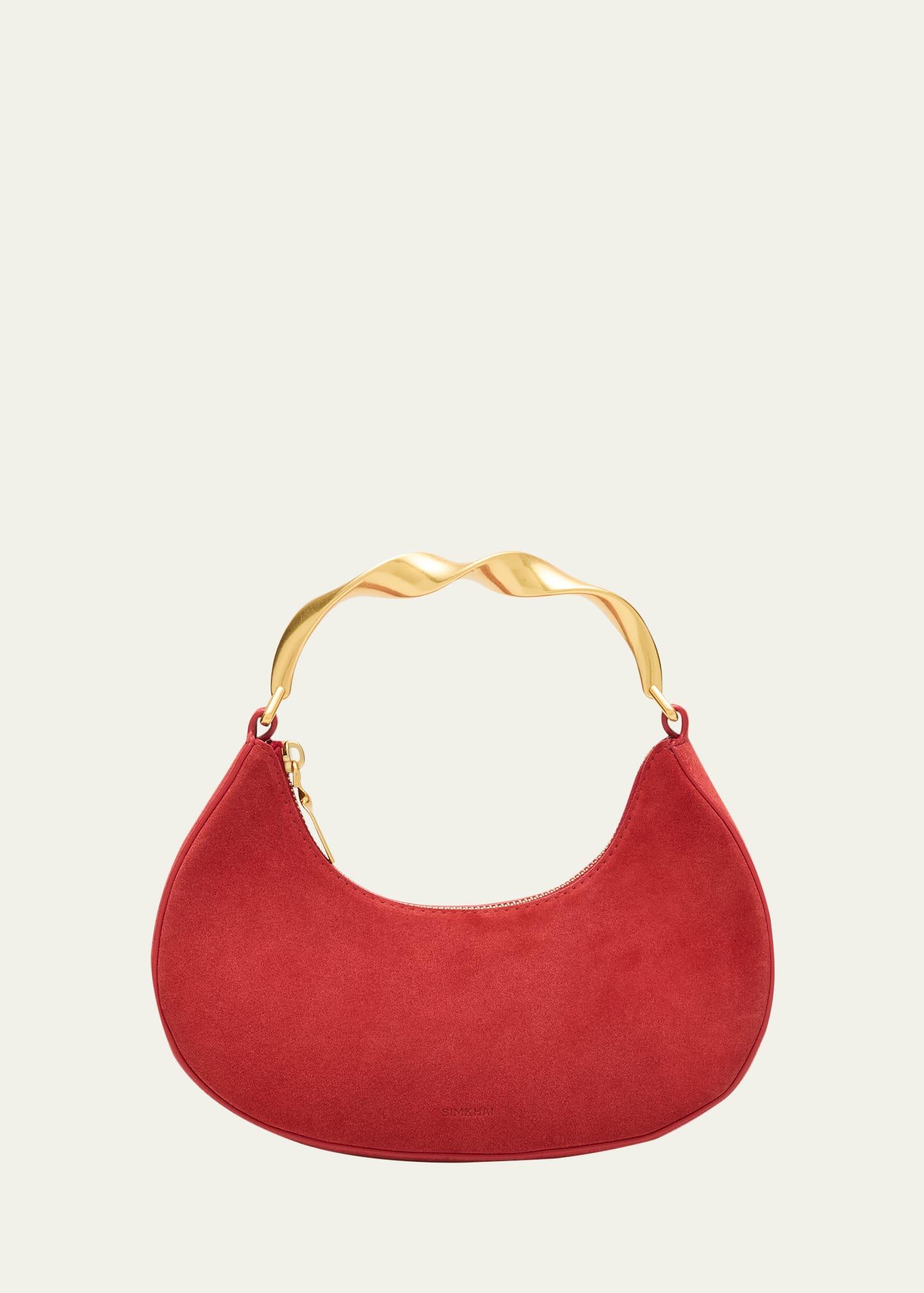 nixi suede twist top-handle bag