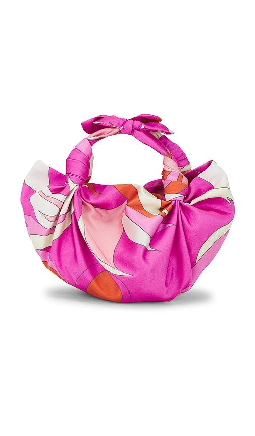 nla collection mini knot bag in pink.